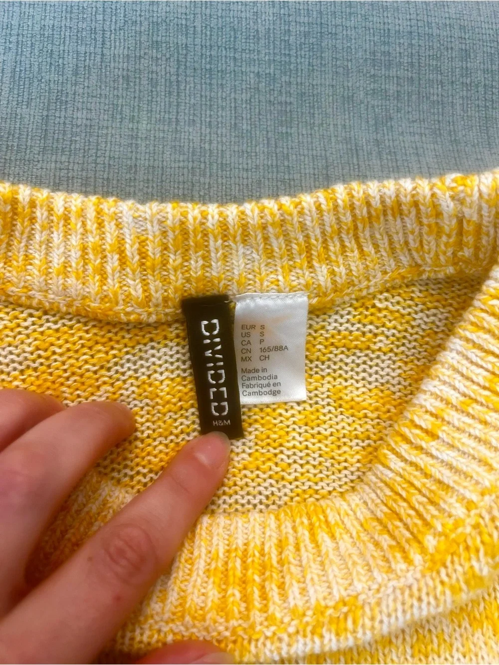 H&M Yellow Marled Cropped Knit Sweater